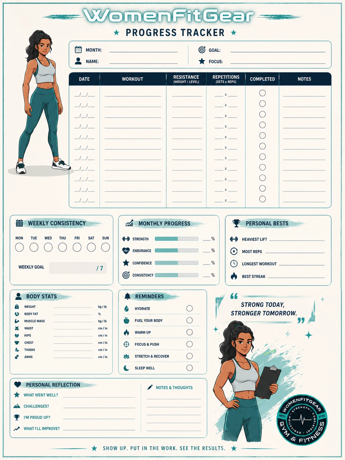 WomenFitGear workout progress tracker